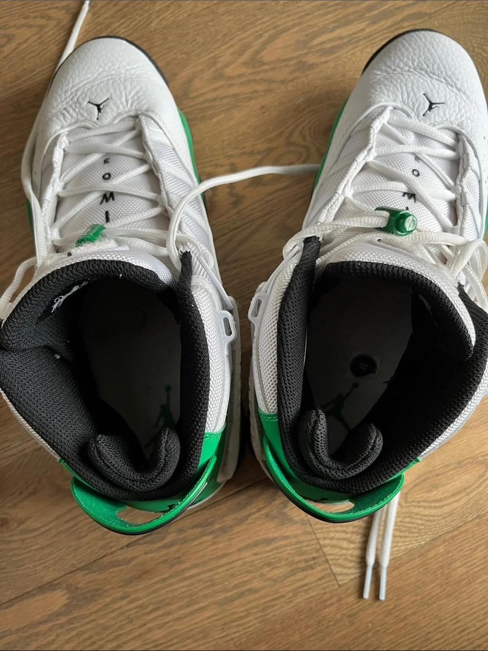 Jordan Men's White and Green Athletic Basketball Shoes